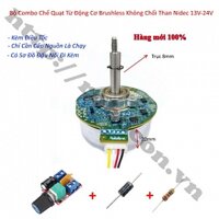 CBM168 Bộ Combo Chế Quạt Từ Động Cơ Brushless Không Chổi Than Nidec 13V-24V Trục 8mm Kèm Điều Tốc