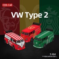 CC 1:64 Volkswagen T1 van KFC McDonald's Starbucks mô phỏng mô hình xe hợp kim