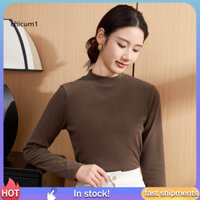 Cc Base Layer Top Thermal Base Layer Top De Velvet Tự sưởi ấm Áo nửa cổ cao tay dài Slim Fit Base Layer Áo sơ mi dành cho nữ Giữ ấm và sành điệu Đông Nam