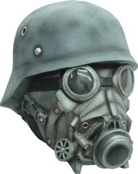 CC Chemical Warfare Gas Mask and Helmet Latex Halloween Head Mask