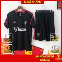 [CC] Set bộ thể thao quần áo bóng đá CLB Manchester United training vải siêu mịn/ Bộ quần áo MU Tezos đen 2021 cao cấp