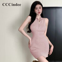 Cccindee Nữ Mùa Hè 2025 Mới Gia Vị Cô Gái Tính Khí Dây Kéo Không Tay Mỏng Đan