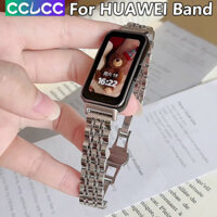 Cclcc áp dụng cho đồng hồ thông minh Huawei Fit 3 vòng tay vòng kim loại bảy hạt, dây đeo mỏng mới cho ban nhạc Gen 8 / 9 phiên bản NFC thời trang đơn giản Dây đeo cổ tay thay thế bằng thép không gỉ màu bạc