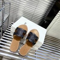 Ce TRIOMPHE MULE SLIDE TRONG TAN CALFSKIN