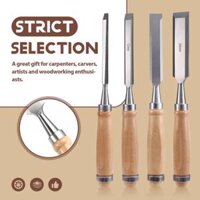 (CEFY) 4Pcs Wood Chisels Tool Set Chrome-Vanadium Steel Wood Carving Chisels Woodworking Tools for Carpenter 6/12/18/24mm