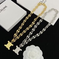 Celine Mới Vuông Arc De Triomphe Vòng Cổ Nữ Tính Clin Vuông Thương Hiệu Dài Ánh Sáng Sang Trọng Đa Năng Vòng Cổ Châu Âu Và