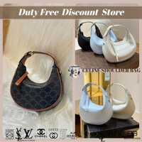 🆕CELINE Teen Celine Lulu IN TRIOMPHE CANVAS AND CALFSKIN✨Túi xách nữ Moon Bag Túi đeo vai