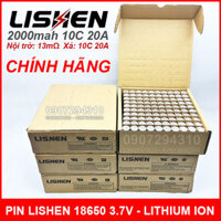 Cell pin Lishen xám 18650 2000mAh 3.7V 10C nội trở 13 chính hãng – hộp 100 viên