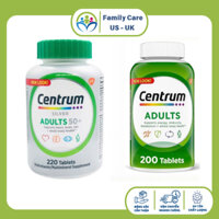 Centrum Adults Multivitamins-Vitamin tổng hợp dành cho Người lớn của Mỹ trên dưới 50 tuổi