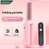 Cfstore Có Thể Gập Lại Thẳng Lược Chải Tóc Mini Di Động Sạc Không Dây Ion Âm Cuộn Thẳng Kép Dụng Cụ Tạo Kiểu Tóc E6K3