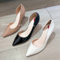 CG89 - Giày cao gót da bóng gót nhọn 6p khoét eo mũi nhọn VNXK kiểu dáng thời trang phù hợp đi làm , đi chơi , dự tiệc