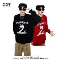 CGF Áo len đỏ năm mới, áo len họa tiết rắn lễ hội mùa xuân