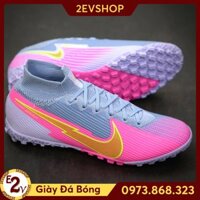 CH [FreeShip][Tặng Tất/Túi]Giày Đá Bóng 𝗧𝗙 𝗡𝗶𝗸𝗲 𝗠𝗲𝗿𝗰𝘂𝗿𝗶𝗮𝗹 𝗩𝗜𝗜 𝗔𝗰𝗮𝗱𝗲𝗺𝘆 Xám Hồng Cao Cổ Đã Khâu