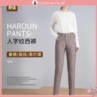 Ch t L ng cao Qu N D Ng R Ng quần dài Len Họa Tiết Xương Cá Ôm Dáng Mùa Thu Đông Mới Dễ Phối Đồ harlan