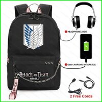 Ch1 Tấn Công Titan Ba Lô Sinh Viên Dung Tích Lớn Sạc USB Chống Thấm Nước Thoáng Khí In Thời Trang Đa Năng H