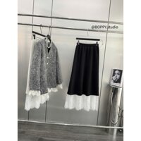 Châ váy nỉ phối ren