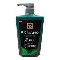 CHAI 650G DẦU TẮM VÀ GỘI 2 TRONG 1 XANH LÁ ROMANO CLASSIC. DATE MỚI 36 THÁNG.