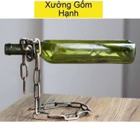 Chai bay decor, chai bay cắm hoa trang trí độc lạ, lọ hoa thuỷ tinh bình hoa hình chai kèm dây xích sắt thiết kế độc đáo