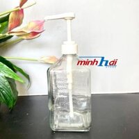 Chai  Bình đựng nước đường, siro, nước sốt KÈM VÒI PUMP nhựa PP. Chất liệu thủy tinh trong suốt , dung tích 1100ml .