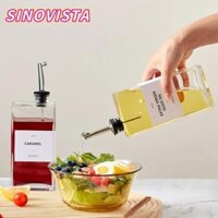 Chai Dầu Ô Liu SINOVISTA, có Cân Vàng Bạc Hộp Đựng Dầu, Thủy Tinh Hình Chữ Nhật 350ml / 500ml Chai Đổ Giấm Phụ Kiện Nhà Bếp