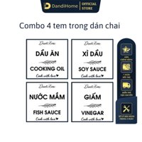 Chai đựng dầu ăn, nước mắm, xì dầu thông minh DandiHome - 4 tem nhãn trong