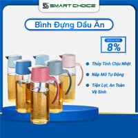 Chai Đựng Dầu Ăn SMARTCHOICE 450ml Nắp Hồng, Bình Đựng Dầu Ăn, Nước Mắm Thủy Tinh Cao Cấp Có Nắp Mở Tự Động - Hồng 450ml