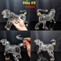 Chai Đựng Rượu Thủy Tinh 1 Lít mẫu con hổ – Bình 12 Con Giáp 1000ML trang trí và làm quà tặng (E9)