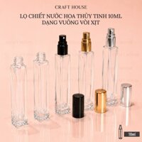 Chai Lọ Chiết Nước Hoa Thủy Tinh Vuông 10ml