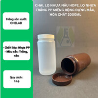Chai, Lọ Nhựa Nâu HDPE, Lọ Nhựa Trắng PP LAB HA NOI Miệng Rộng Đựng Mẫu, Hóa Chất 2000ml