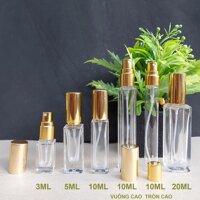 Chai Lọ thủy tinh chiết nước hoa vuông nắp vàng 3ml  5ml 10ml 20ml  chai chiết nước hoa thủy tinh - 5ML XI VÀNG