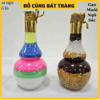 Chai ngũ cốc Hồ lô, Gạo Muối Ngũ Sắc Hồ lô phong thủy  , Ngũ cốc 5 loại đậu, hũ gạo muối đặt bàn thờ thần tài thổ địa