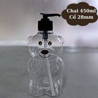 Chai Nhựa Đầu Vòi Hình Gấu 450ml – Dễ Thương,Tiện Lợi, Dùng Chiết Rót Hóa Mỹ Phẩm