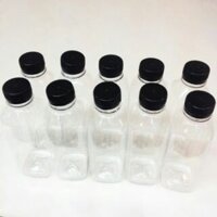 Chai nhựa vuông nắp 350ml full 100 chai nắp đen