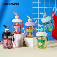 Chai Nước QUTZZMND, 580ML / 520ML Có Cốc Uống Ống Hút, Nắp Bụi Ống Hút Kawaii Tay Cầm Di Động Chai Whey Protein Bình Lắc Dung Tích Cao Nước Trái Cây