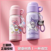 Chai Nước Sanrio Bình Giữ Nhiệt Trẻ Em Cốc Nước Kuromi Ống Hút Cốc Nước Học Sinh Di Động Bằng Thép Không Gỉ Chai Nước