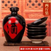 Chai rượu gốm phong cách vintage, lọ rượu, giấy vỏ dâu tằm, lọ rượu cổ, nồi rượu, bát rượu, lọ rượu kiểu cổ, nồi gốm thô