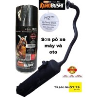 Chai sơn xịt Samurai H2 chống cháy màu đen mờ, 300ML, sơn pô xe máy