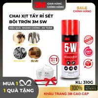Chai Tẩy Rỉ Sét Và Bôi Trơn  3M 5-W - Hàng chính hãng - Tẩy sét, bôi trơn các loại ổ khóa, khe cửa lùa, đẩy nước ra khỏi ổ khóa xe, bugi, công tắc ôtô xe máy sau khi rửa xe, ngập nước.