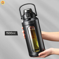 Chai Thủy Tinh 1.5 Lít, Chai Uống Thủy Tinh 1.5 L, Chai Thủy Tinh Có Ống Hút, Chai Nước Thủy Tinh 1.5 L Có Vỏ, Chai Nước Lớn Thủy Tinh Chống Vỡ JP2