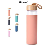 Chai thủy tinh cao cấp bọc silicon Mitomo 500ml đựng nước lọc, nước detox, nước trái cây - Hàng chính hãng