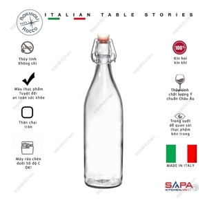 Chai thủy tinh nắp cài Giara Bormioli Rocco - 1L