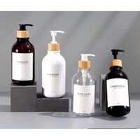 Chai vòi nhấn nắp gỗ chiết dầu gội, sữa tắm, nước rửa tay, chất liệu nhựa tiện dụng 300ml