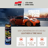 Chai Xịt Làm Bóng Và Bảo Dưỡng Da, Nhựa, Cao Su Xe Ôtô Leather & Tire Wax L-29 Soft99 420ml