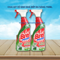 Chai xịt tẩy dầu mỡ nhà bếp Bref Power làm sạch thiết bị bếp từ hút mùi, mặt bếp, kính ốp bếp chậu rửa