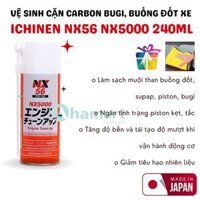 Chai xịt vệ sinh cặn carbon, mụi than buồng đốt, bugi xe Ichinen NX5000 (NX56) 240ml chính hãng