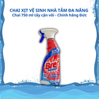 Chai xịt vệ sinh nhà tắm đa năng Bref Power 750ml xịt vệ sinh tẩy cặn canxi inox, vòi sen, vách kính hiệu quả