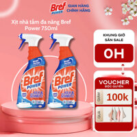 Chai xịt vệ sinh nhà tắm đa năng Bref Power 750ml | Xịt vệ sinh tẩy cặn canxi inox, vòi sen, vách kính hiệu quả