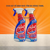 Chai xịt vệ sinh nhà tắm đa năng Bref Power 750ml xịt vệ sinh tẩy cặn canxi inox, vòi sen, vách kính hiệu quả