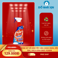 Chai xịt vệ sinh tẩy cặn canxi inox, vòi sen, vách kính Bref Power 750ml