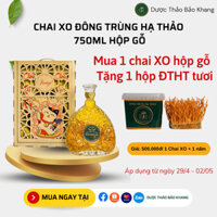 Chai XO nấm trồng trực tiếp 750ml kèm hộp gỗ